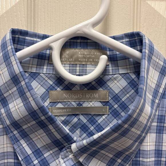 Nordstrom Men's Blue Plaid Button-Down Shirt, Long Sleeve - Picture 2 of 3